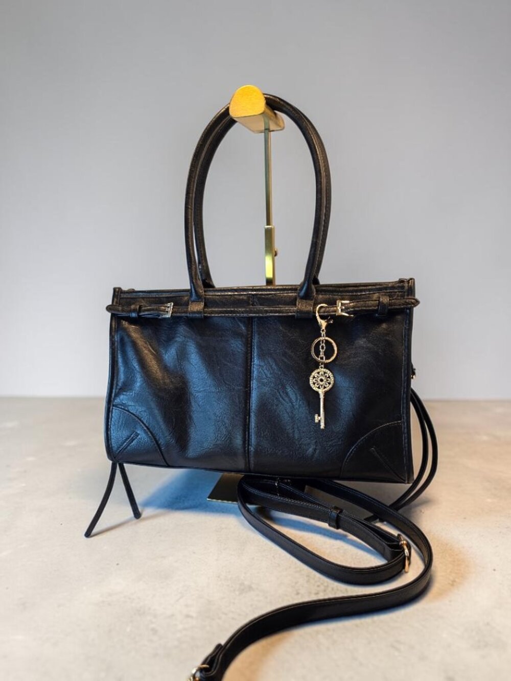 East West Black Vegan Leather Bag by Purple and Lilac NWT